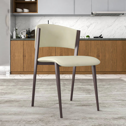 Aspen Dining Chairs Upholstered in Leather Kitchen Room Chairs with Metal Legs Set of 4 - Elax Furniture