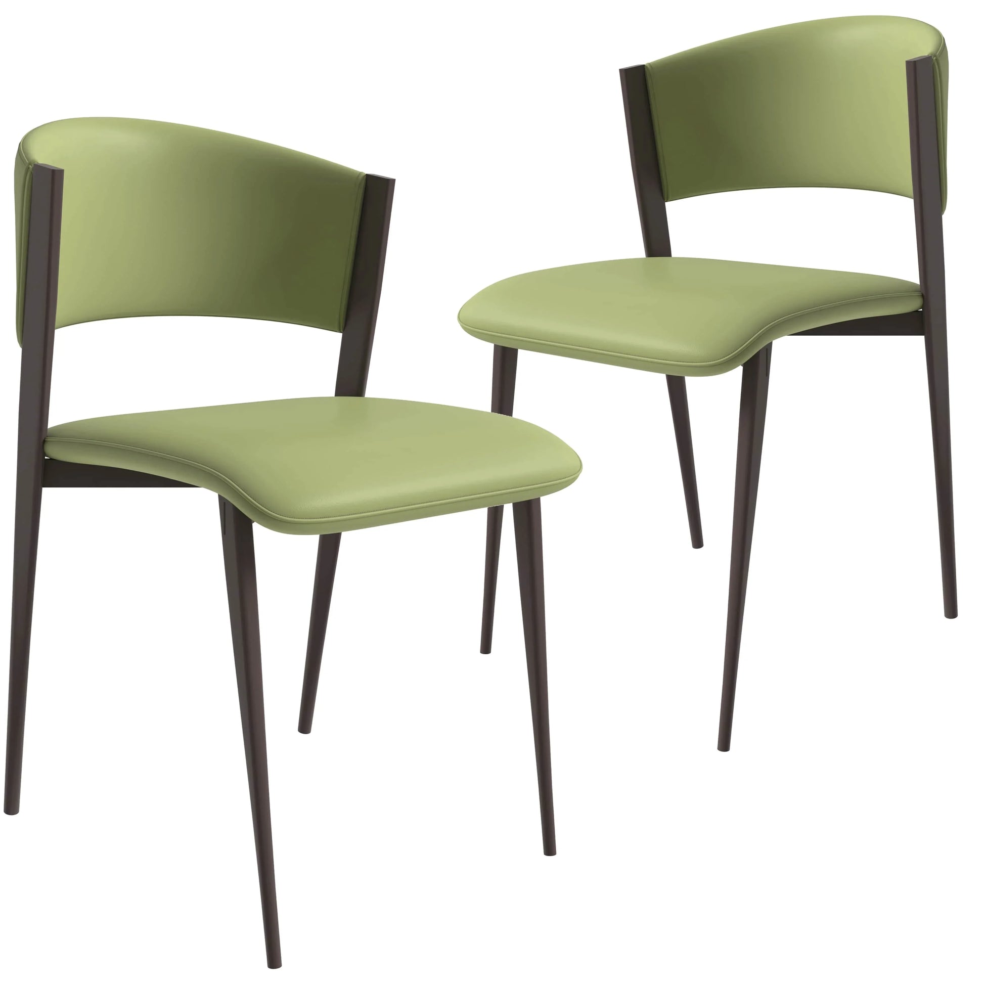 Aspen Dining Chairs Upholstered in Leather Kitchen Room Chairs with Metal Legs Set of 2 - Elax Furniture