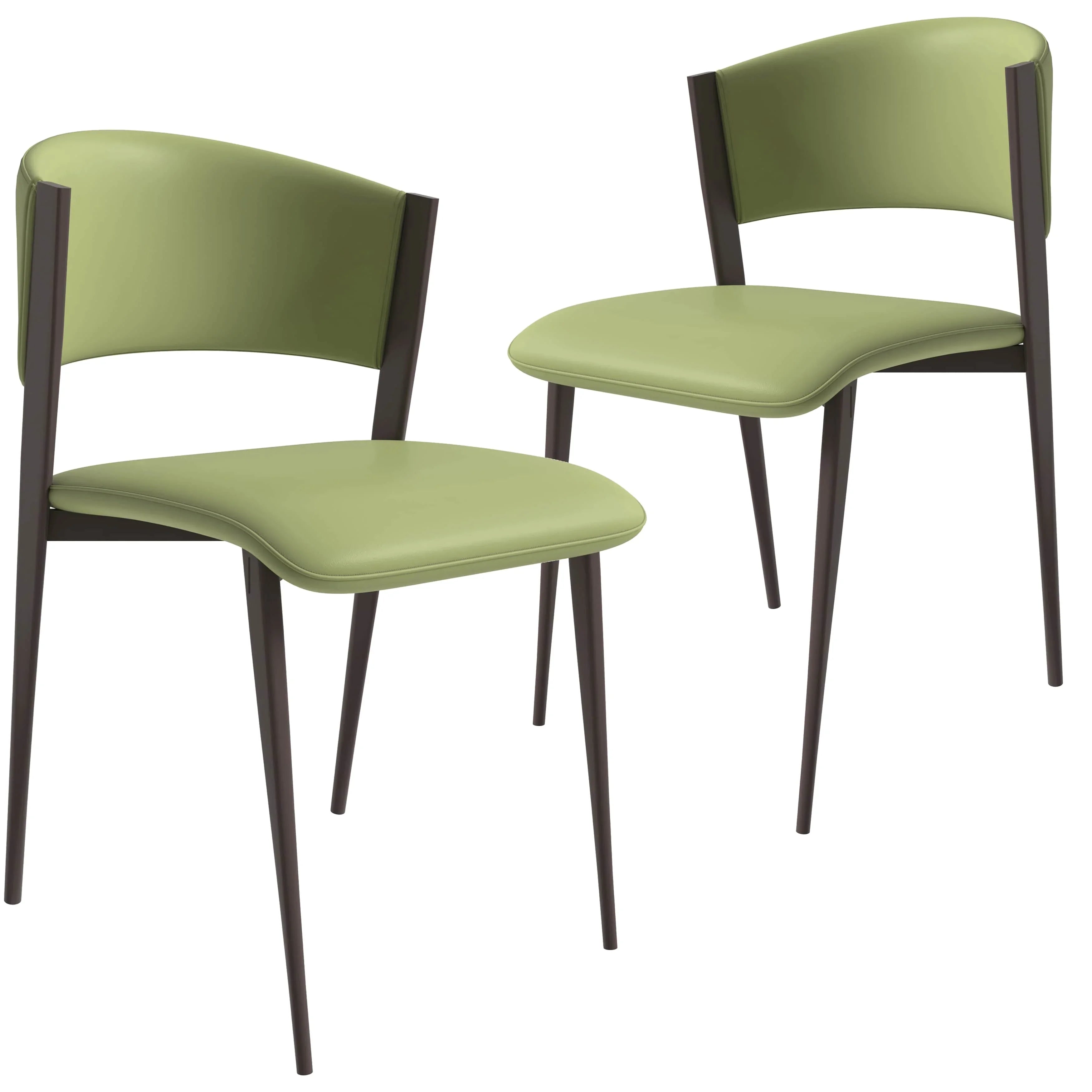Aspen Dining Chairs Upholstered in Leather Kitchen Room Chairs with Metal Legs Set of 2 - Elax Furniture