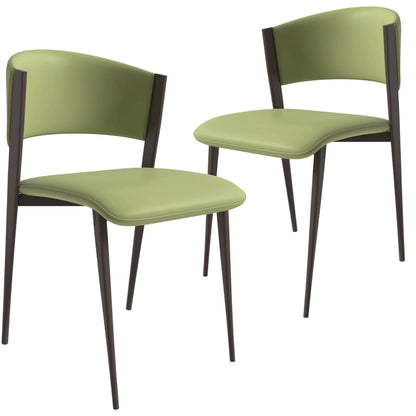 Aspen Dining Chairs Upholstered in Leather Kitchen Room Chairs with Metal Legs Set of 2 - Elax Furniture