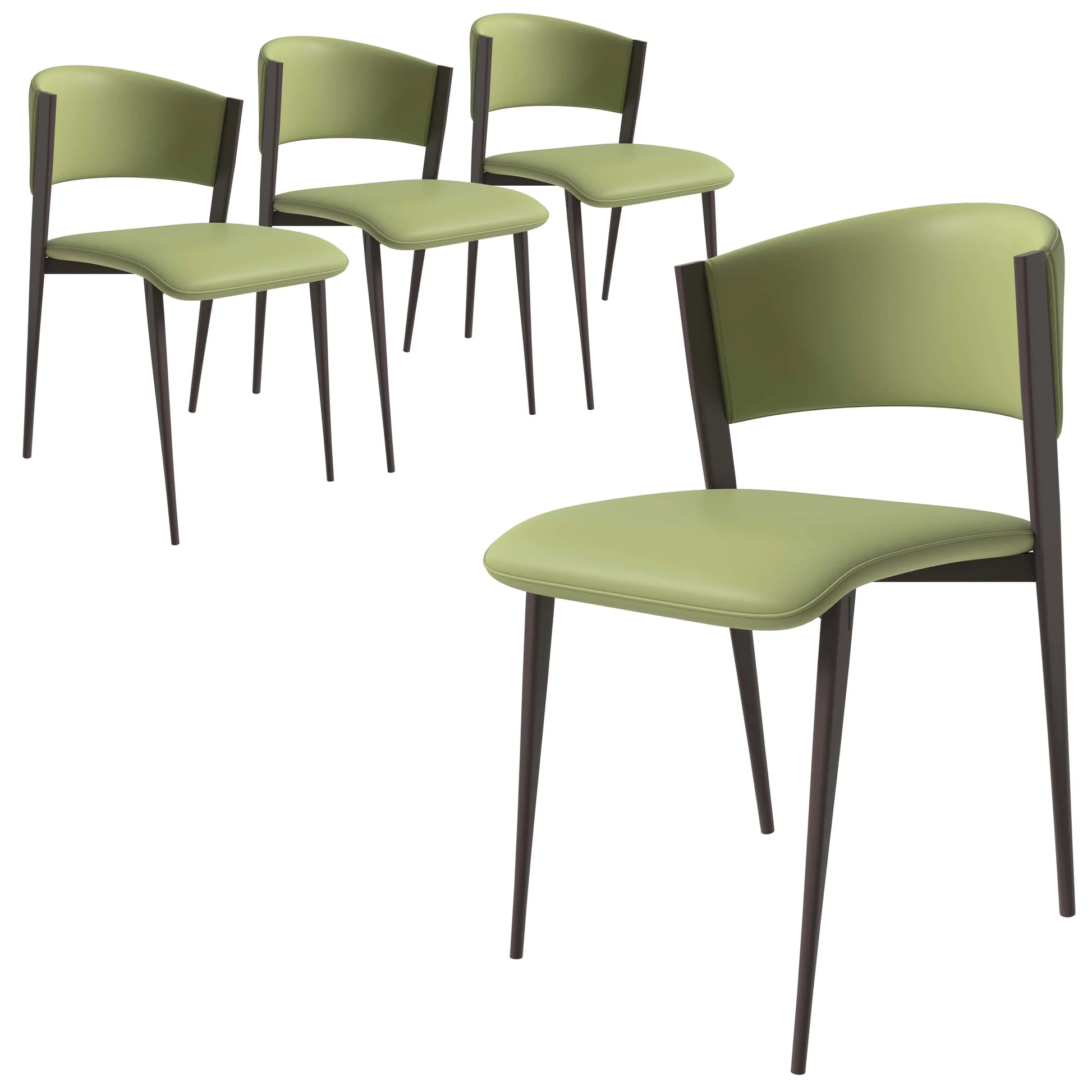 Aspen Dining Chairs Upholstered in Leather Kitchen Room Chairs with Metal Legs Set of 4 - Elax Furniture