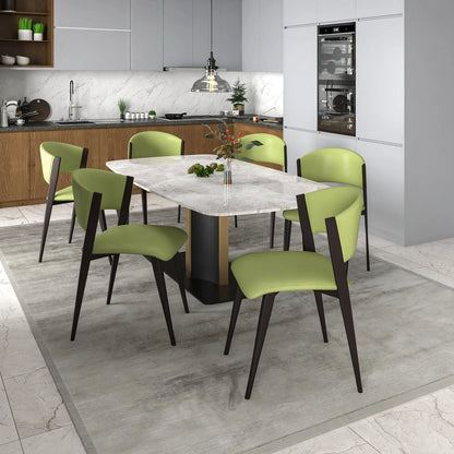 Aspen Dining Chairs Upholstered in Leather Kitchen Room Chairs with Metal Legs - Elax Furniture