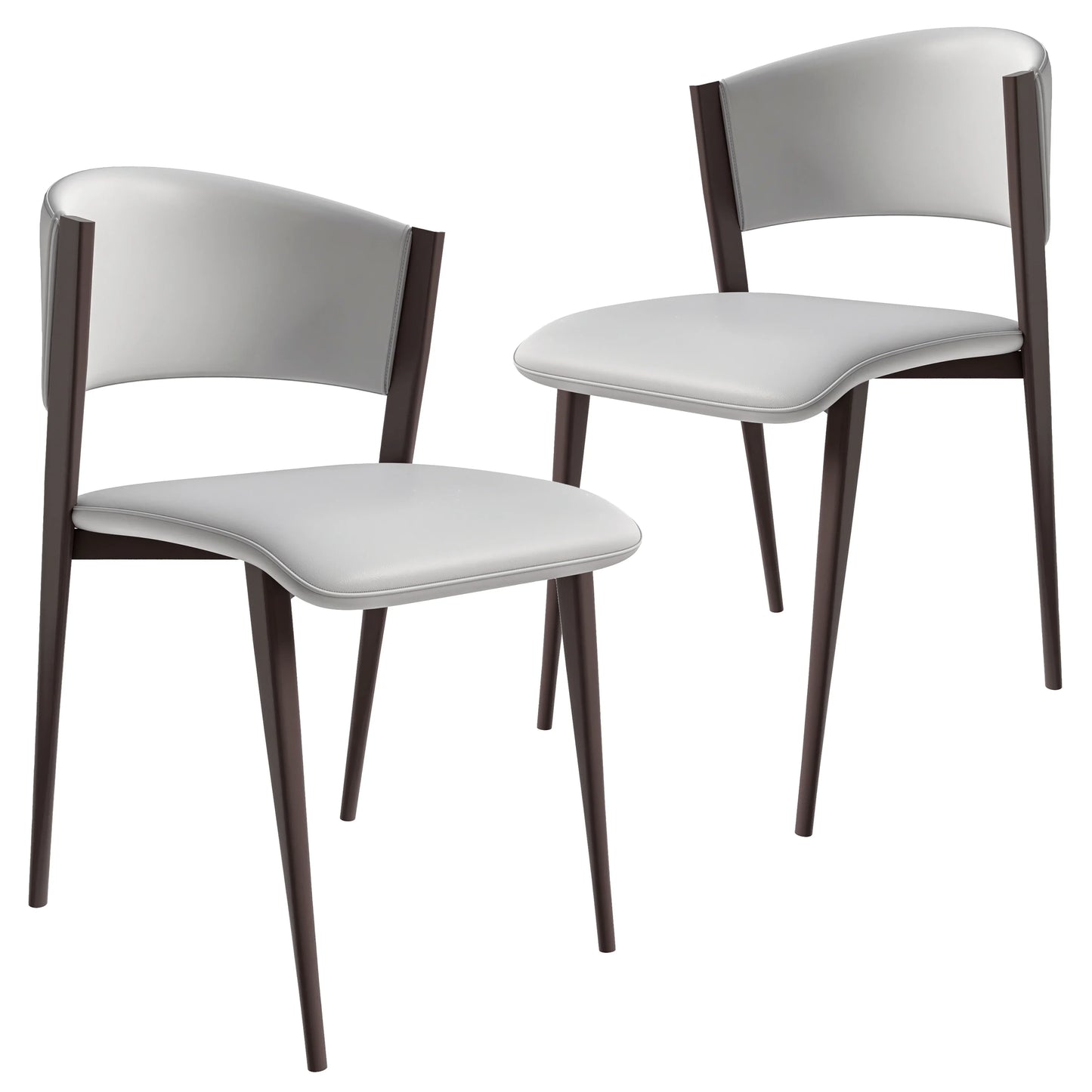 Aspen Dining Chairs Upholstered in Leather Kitchen Room Chairs with Metal Legs Set of 2 - Elax Furniture