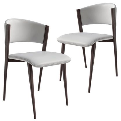 Aspen Dining Chairs Upholstered in Leather Kitchen Room Chairs with Metal Legs Set of 2 - Elax Furniture