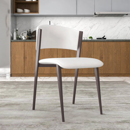 Aspen Dining Chairs Upholstered in Leather Kitchen Room Chairs with Metal Legs Set of 2 - Elax Furniture
