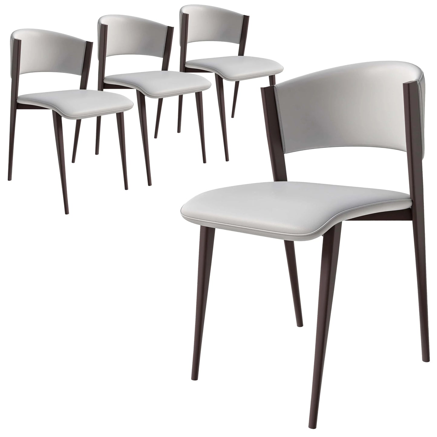 Aspen Dining Chairs Upholstered in Leather Kitchen Room Chairs with Metal Legs Set of 4 - Elax Furniture