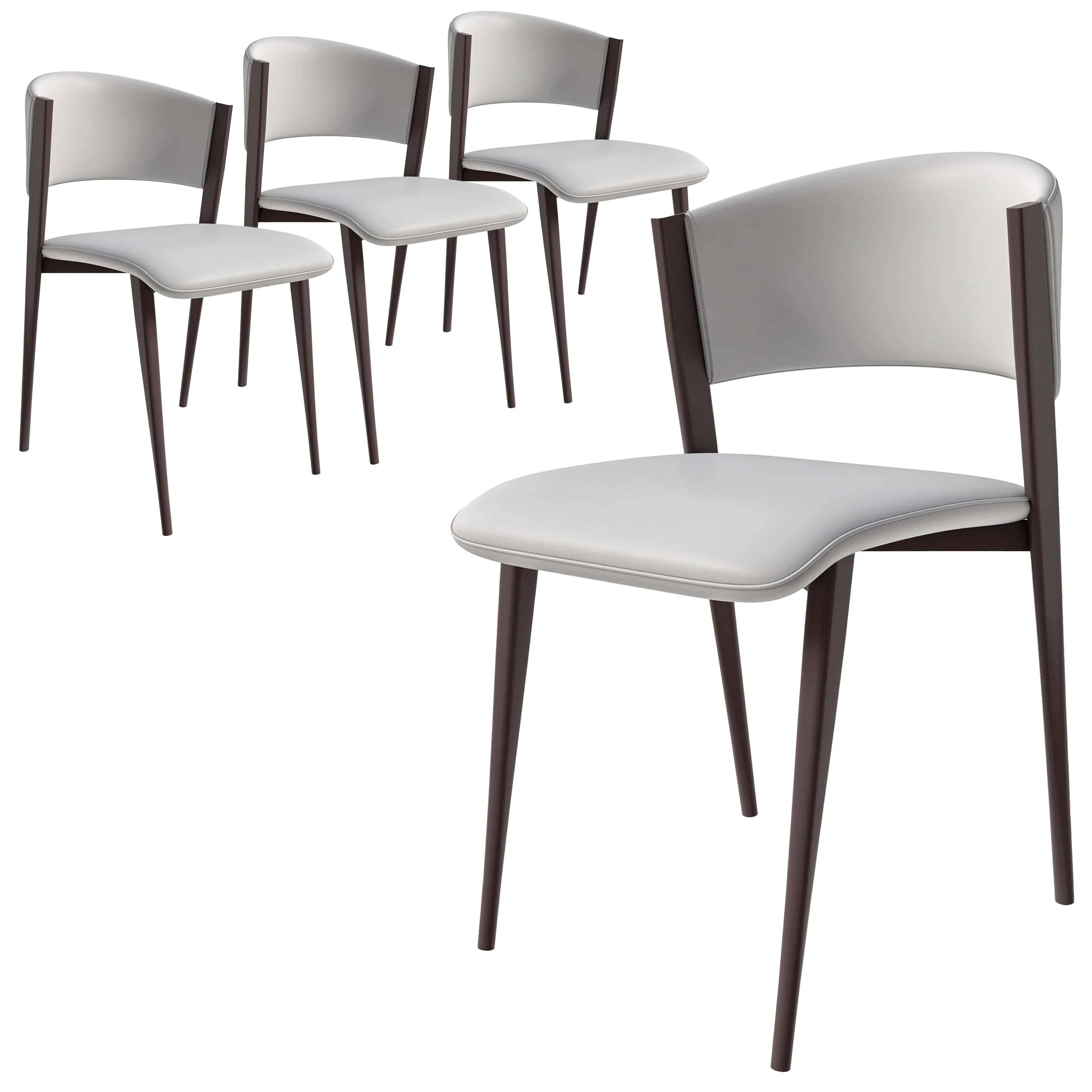 Aspen Dining Chairs Upholstered in Leather Kitchen Room Chairs with Metal Legs Set of 4 - Elax Furniture