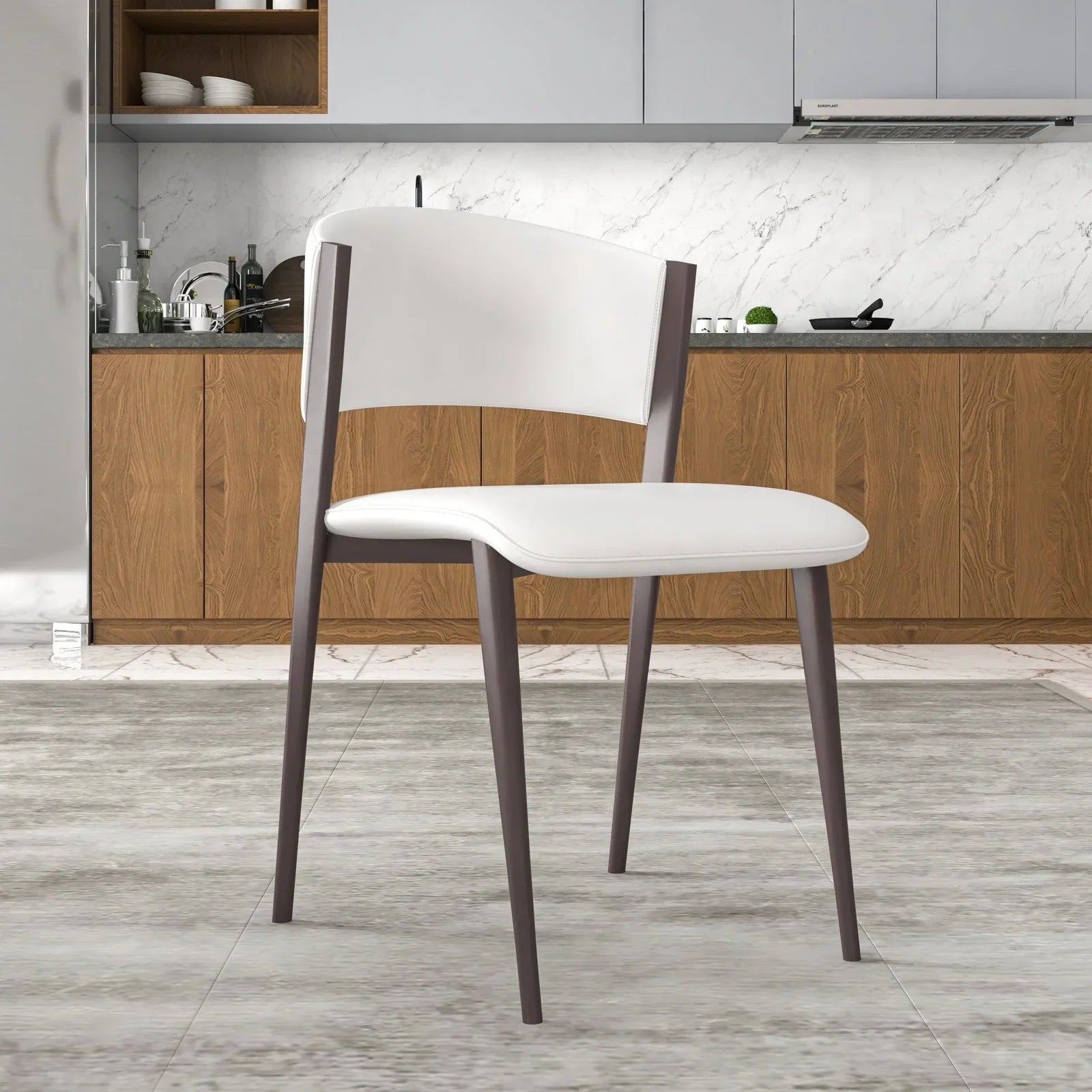 Aspen Dining Chairs Upholstered in Leather Kitchen Room Chairs with Metal Legs - Elax Furniture