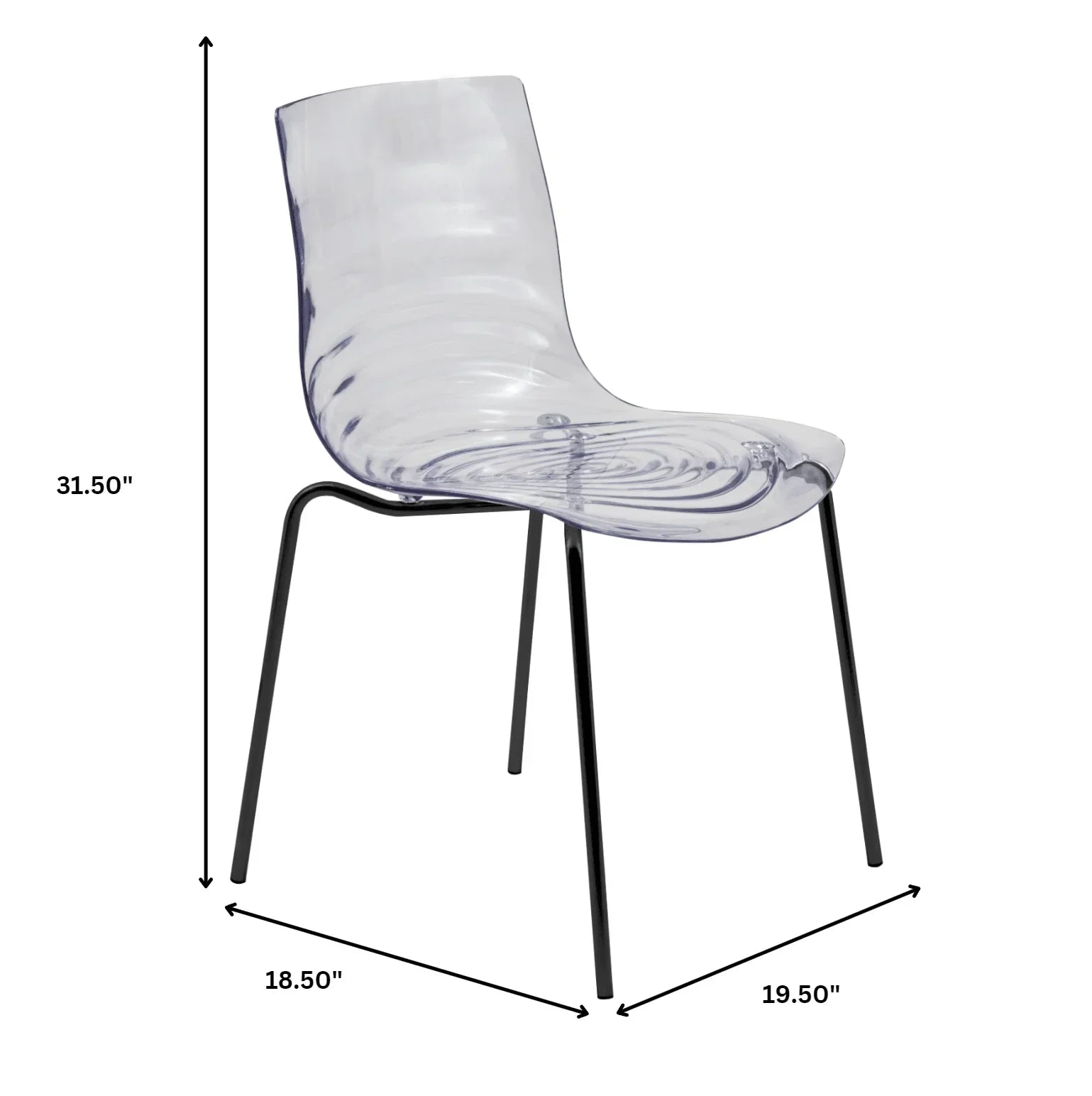 Astor Dining Chair Modern ABS Plastic Side Chair with Stainless-Steel Legs - Elax Furniture
