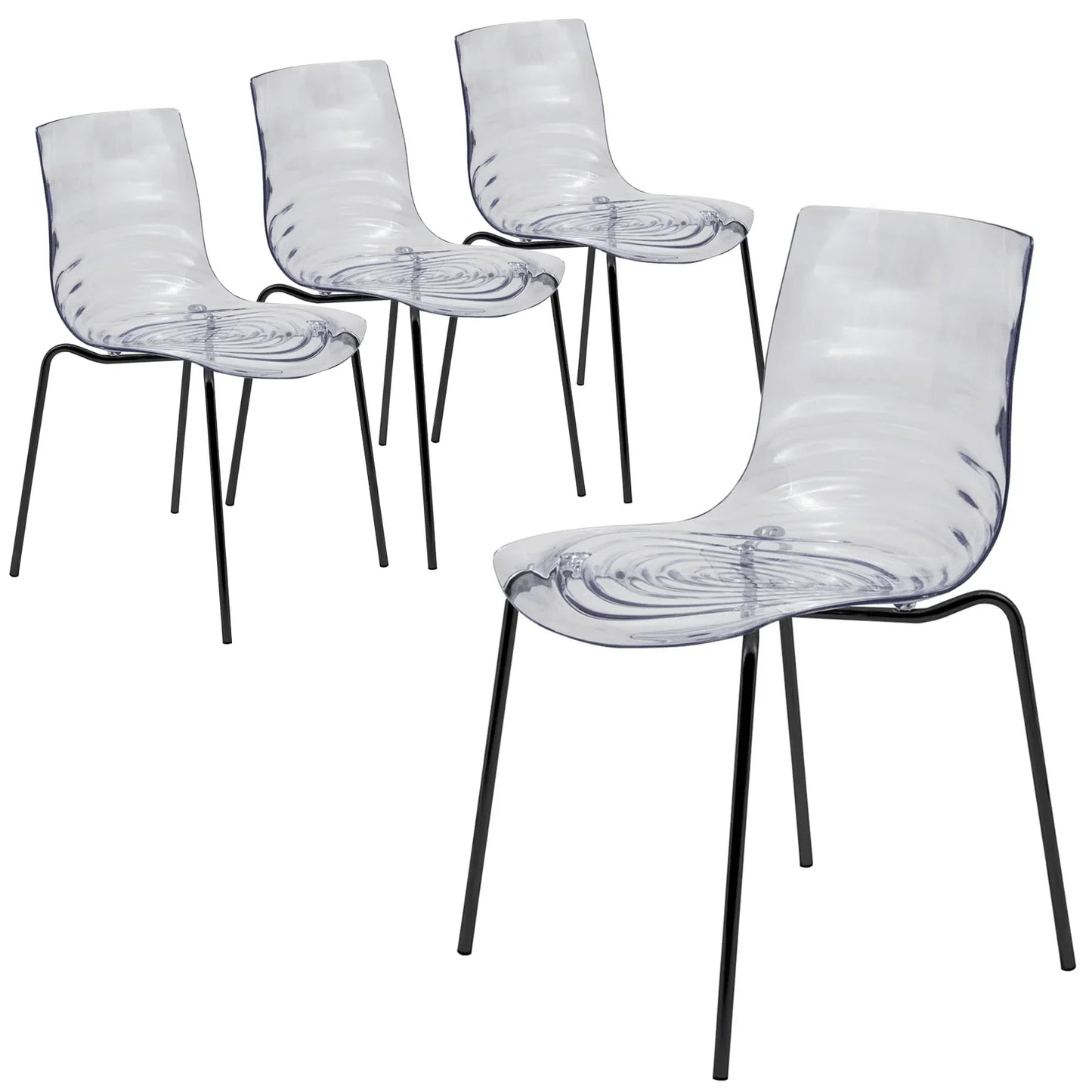 Astor Dining Chairs with ABS Plastic Seats in Black Stainless Steel Set of 4 - Elax Furniture
