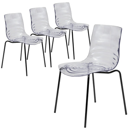 Astor Dining Chairs with ABS Plastic Seats in Black Stainless Steel Set of 4 - Elax Furniture