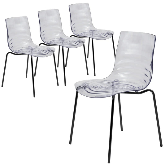 Astor Dining Chairs with ABS Plastic Seats in Black Stainless Steel Set of 4 - Elax Furniture