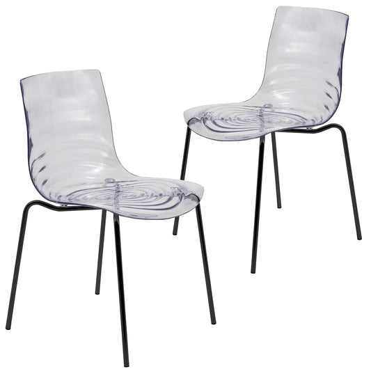 Astor Dining Chairs with ABS Plastic Seats in Black Stainless Steel - Elax Furniture