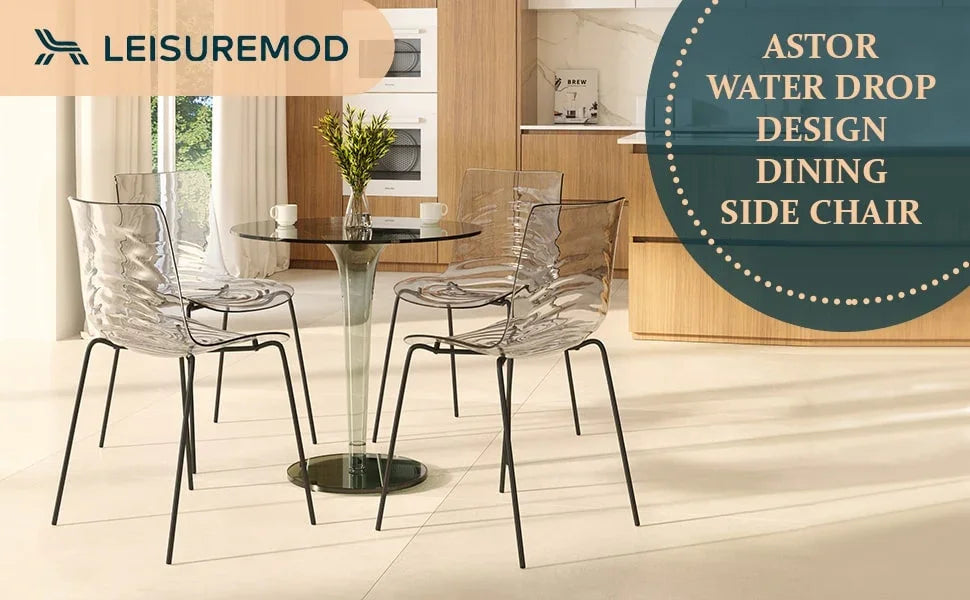 Astor Dining Chairs with ABS Plastic Seats in Black Stainless Steel Set of 4 - Elax Furniture