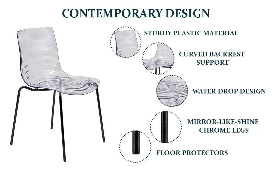 Astor Dining Chairs with ABS Plastic Seats in Black Stainless Steel - Elax Furniture