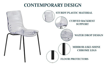 Astor Dining Chairs with ABS Plastic Seats in Black Stainless Steel Set of 4 - Elax Furniture