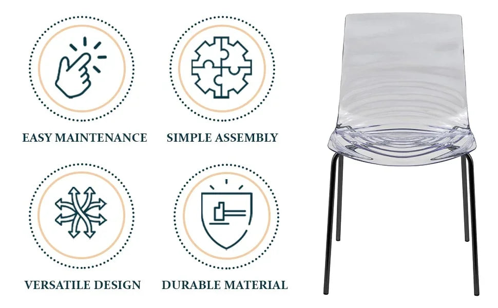 Astor Dining Chairs with ABS Plastic Seats in Black Stainless Steel Set of 4 - Elax Furniture