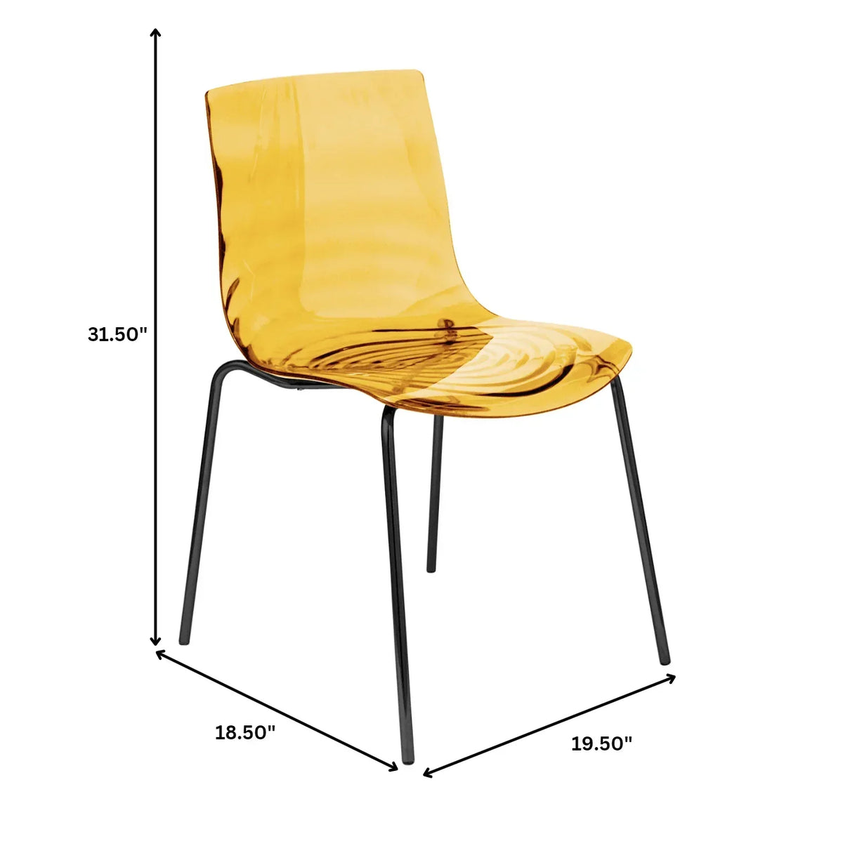 Astor Dining Chair Modern ABS Plastic Side Chair with Stainless-Steel Legs - Elax Furniture