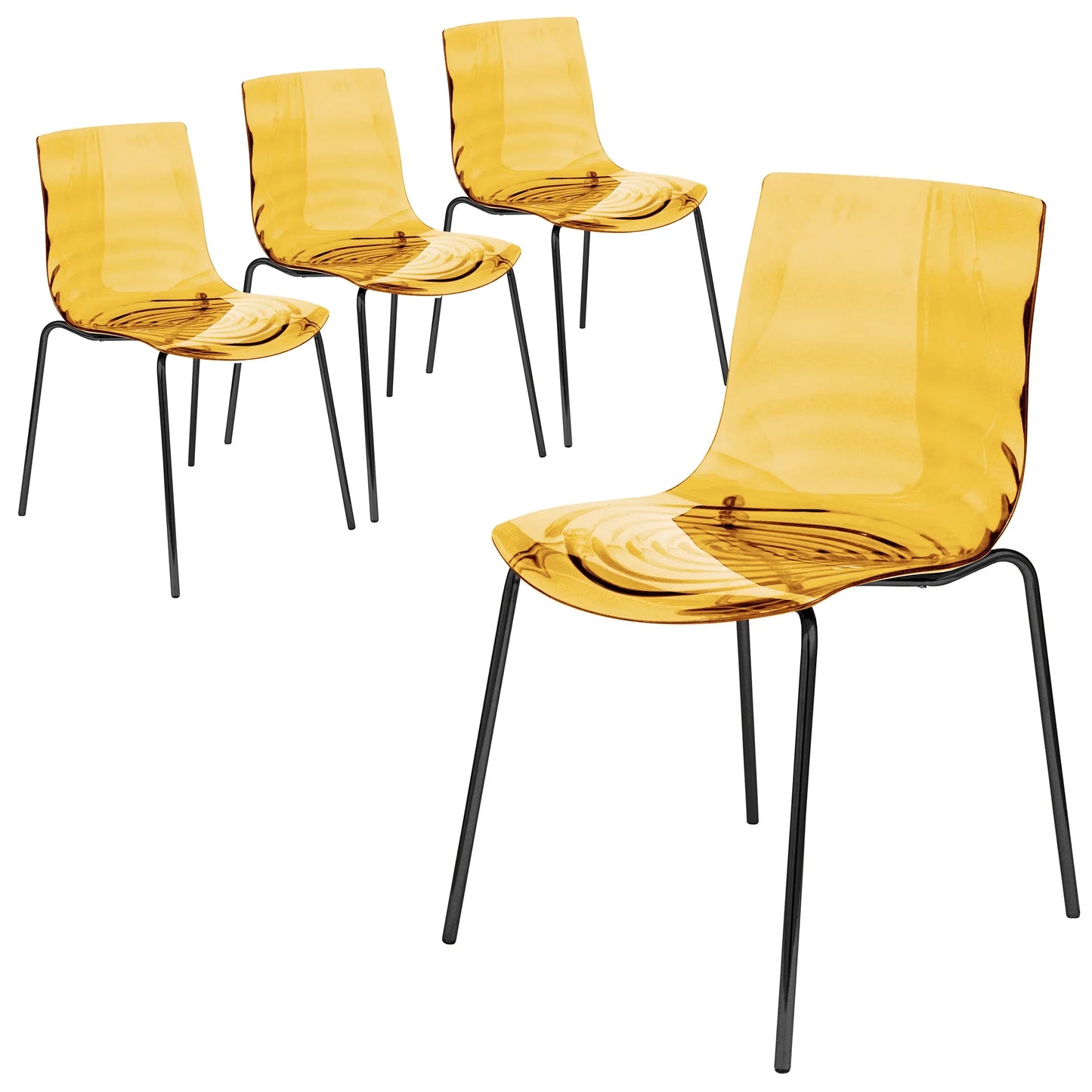 Astor Dining Chairs with ABS Plastic Seats in Black Stainless Steel Set of 4 - Elax Furniture