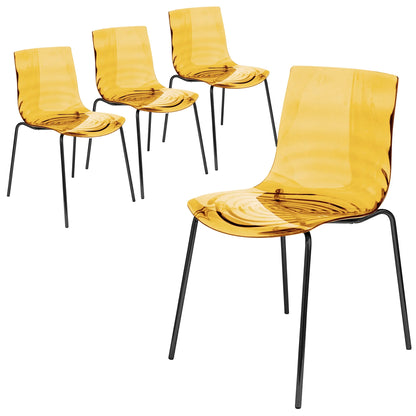 Astor Dining Chairs with ABS Plastic Seats in Black Stainless Steel Set of 4 - Elax Furniture