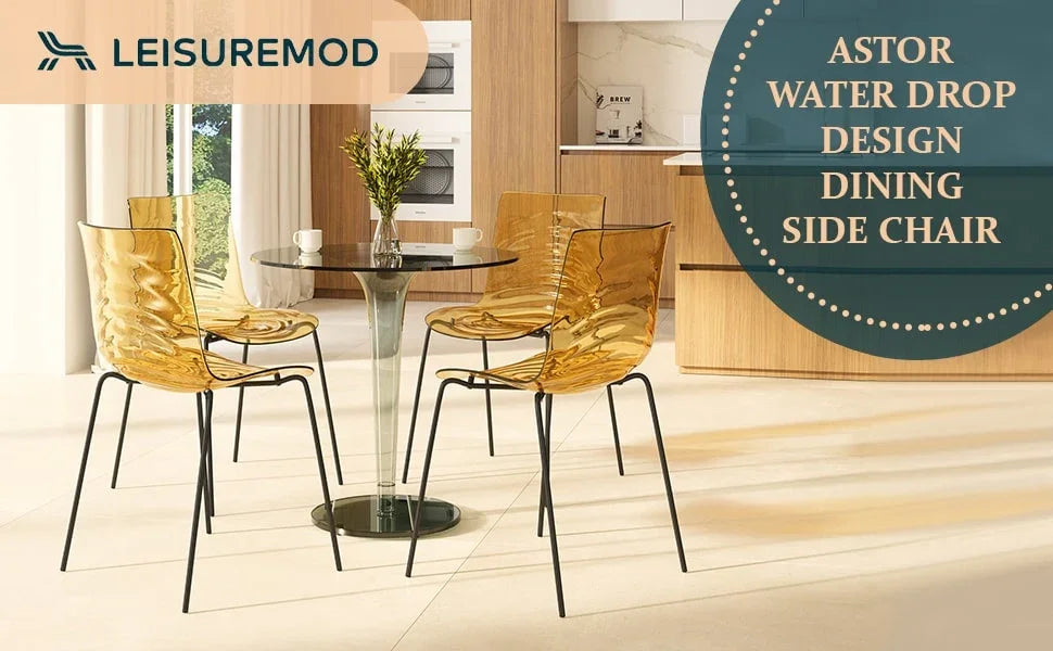 Astor Dining Chairs with ABS Plastic Seats in Black Stainless Steel Set of 4 - Elax Furniture