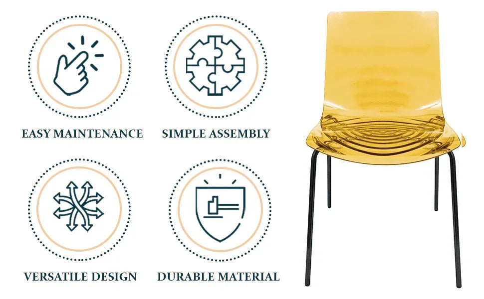 Astor Dining Chair Modern ABS Plastic Side Chair with Stainless-Steel Legs - Elax Furniture