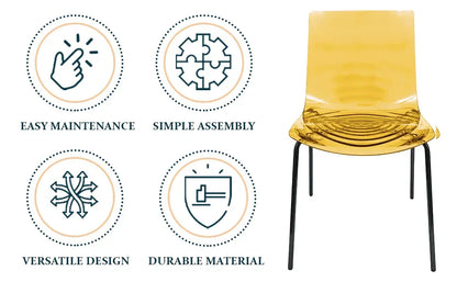 Astor Dining Chair Modern ABS Plastic Side Chair with Stainless-Steel Legs - Elax Furniture