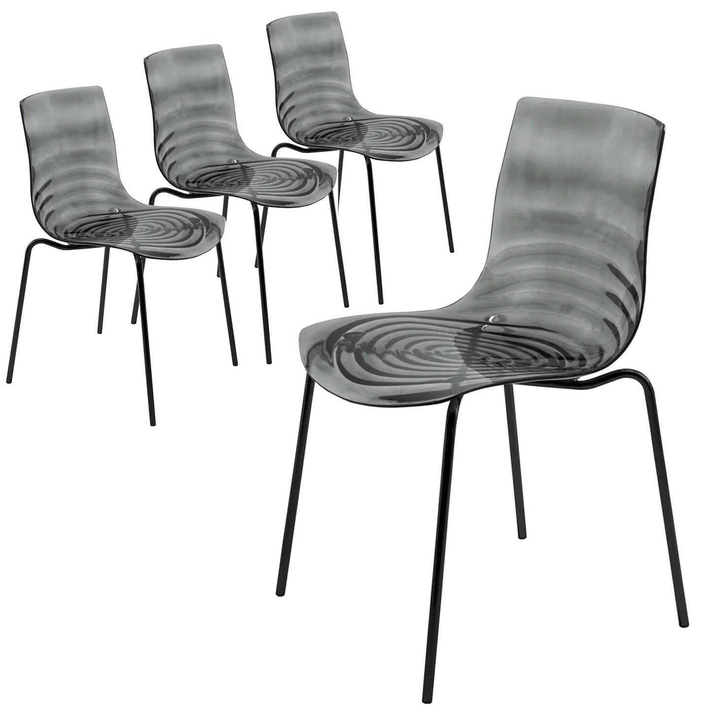 Astor Dining Chairs with ABS Plastic Seats in Black Stainless Steel Set of 4 - Elax Furniture