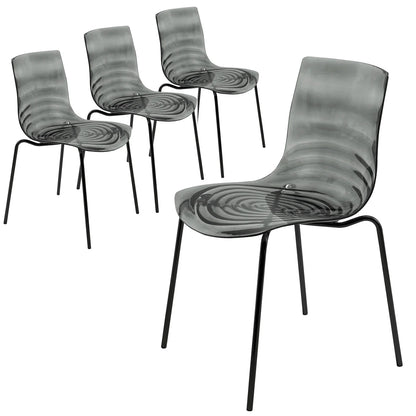 Astor Dining Chairs with ABS Plastic Seats in Black Stainless Steel Set of 4 - Elax Furniture