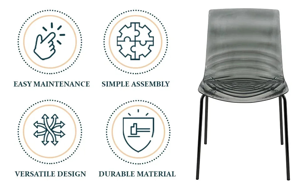 Astor Dining Chairs with ABS Plastic Seats in Black Stainless Steel - Elax Furniture