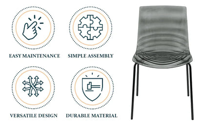 Astor Dining Chair Modern ABS Plastic Side Chair with Stainless-Steel Legs - Elax Furniture