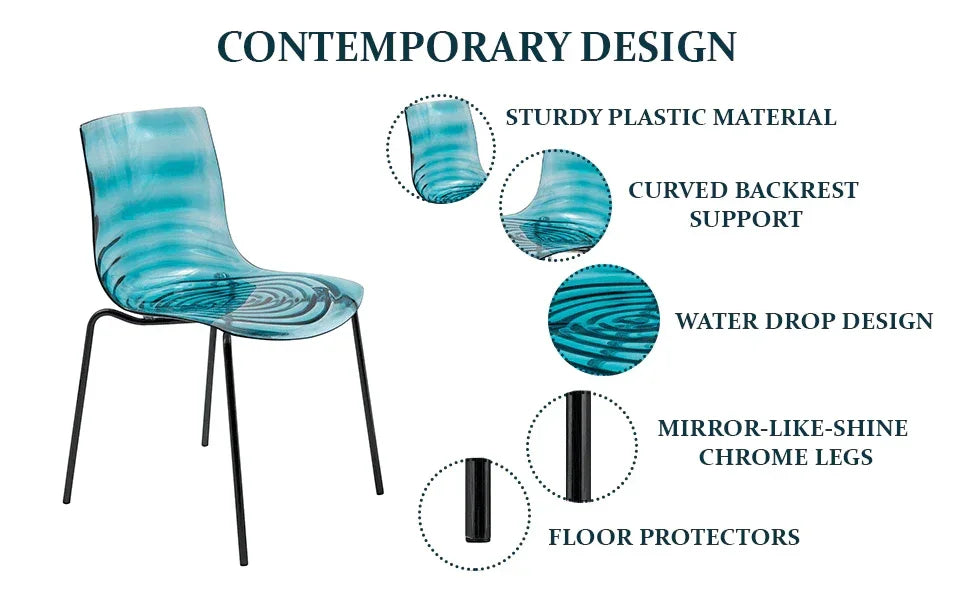 Astor Dining Chair Modern ABS Plastic Side Chair with Stainless-Steel Legs - Elax Furniture
