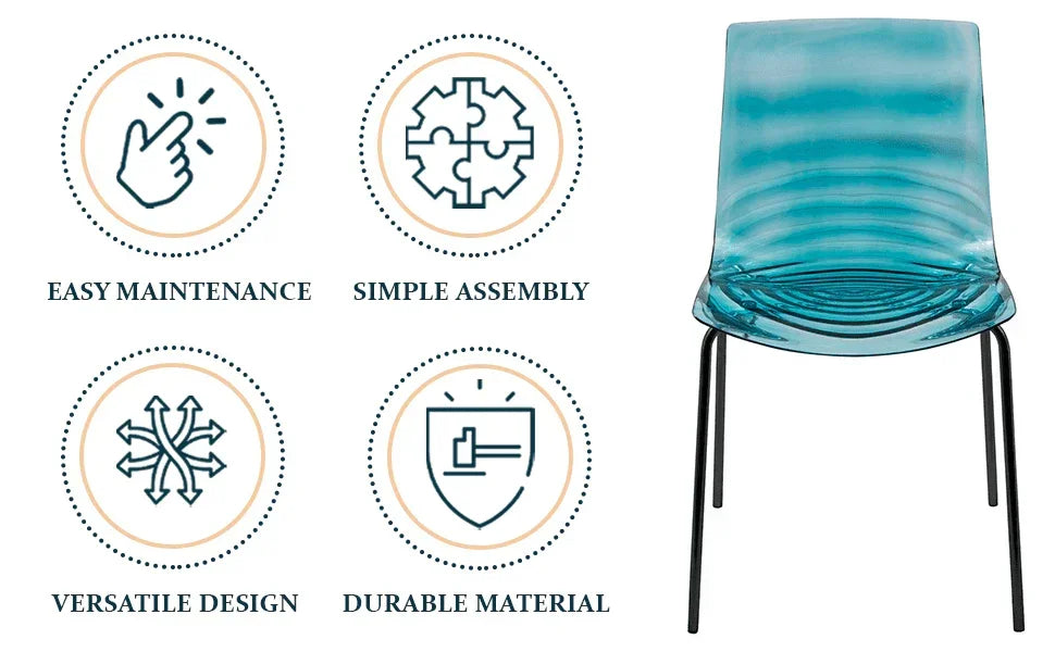 Astor Dining Chair Modern ABS Plastic Side Chair with Stainless-Steel Legs - Elax Furniture