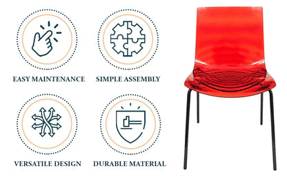 Astor Dining Chair Modern ABS Plastic Side Chair with Stainless-Steel Legs - Elax Furniture