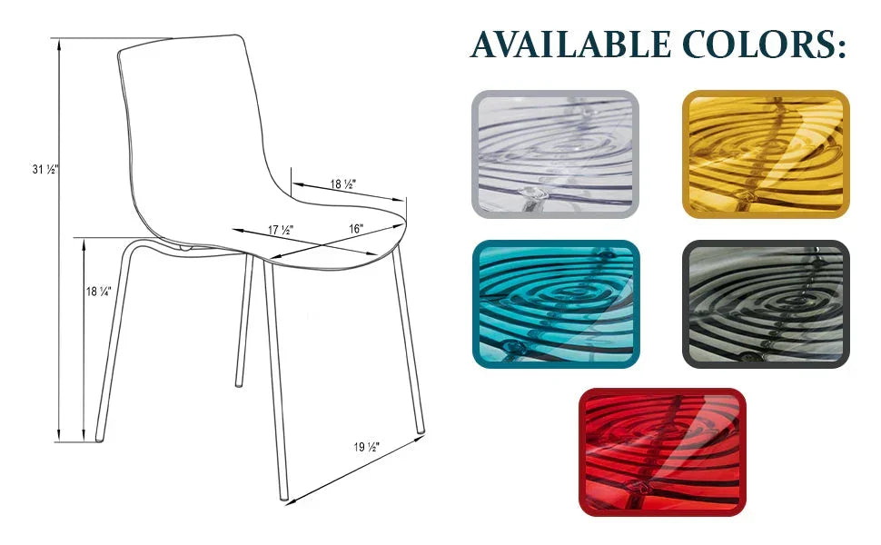 Astor Dining Chair Modern ABS Plastic Side Chair with Stainless-Steel Legs - Elax Furniture