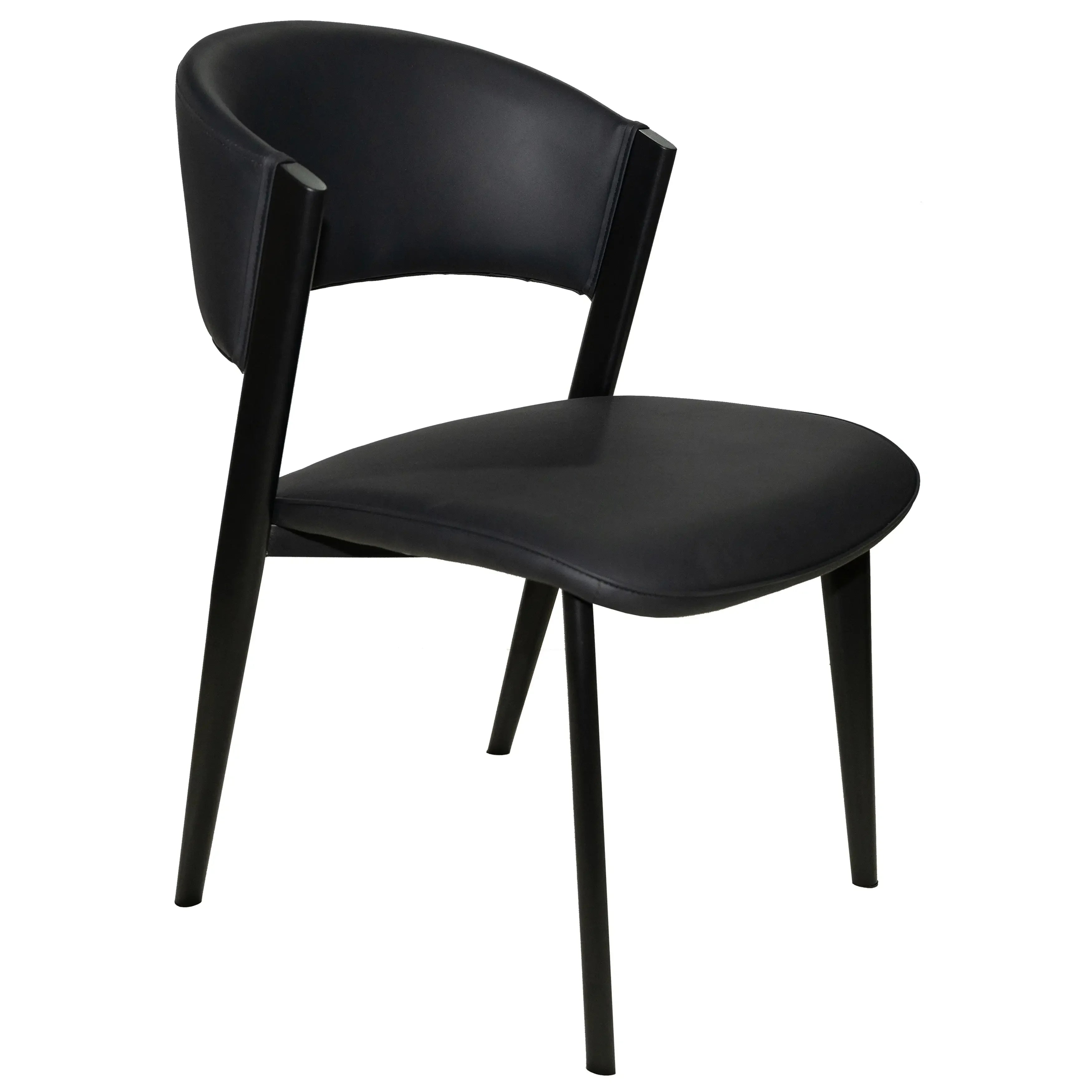 Aspen Dining Chairs Upholstered in Leather Kitchen Room Chairs with Black Metal Legs - Elax Furniture