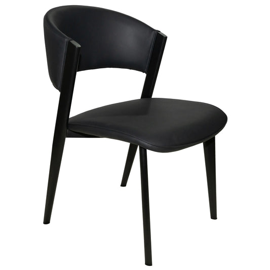 Aspen Dining Chairs Upholstered in Leather Kitchen Room Chairs with Black Metal Legs - Elax Furniture
