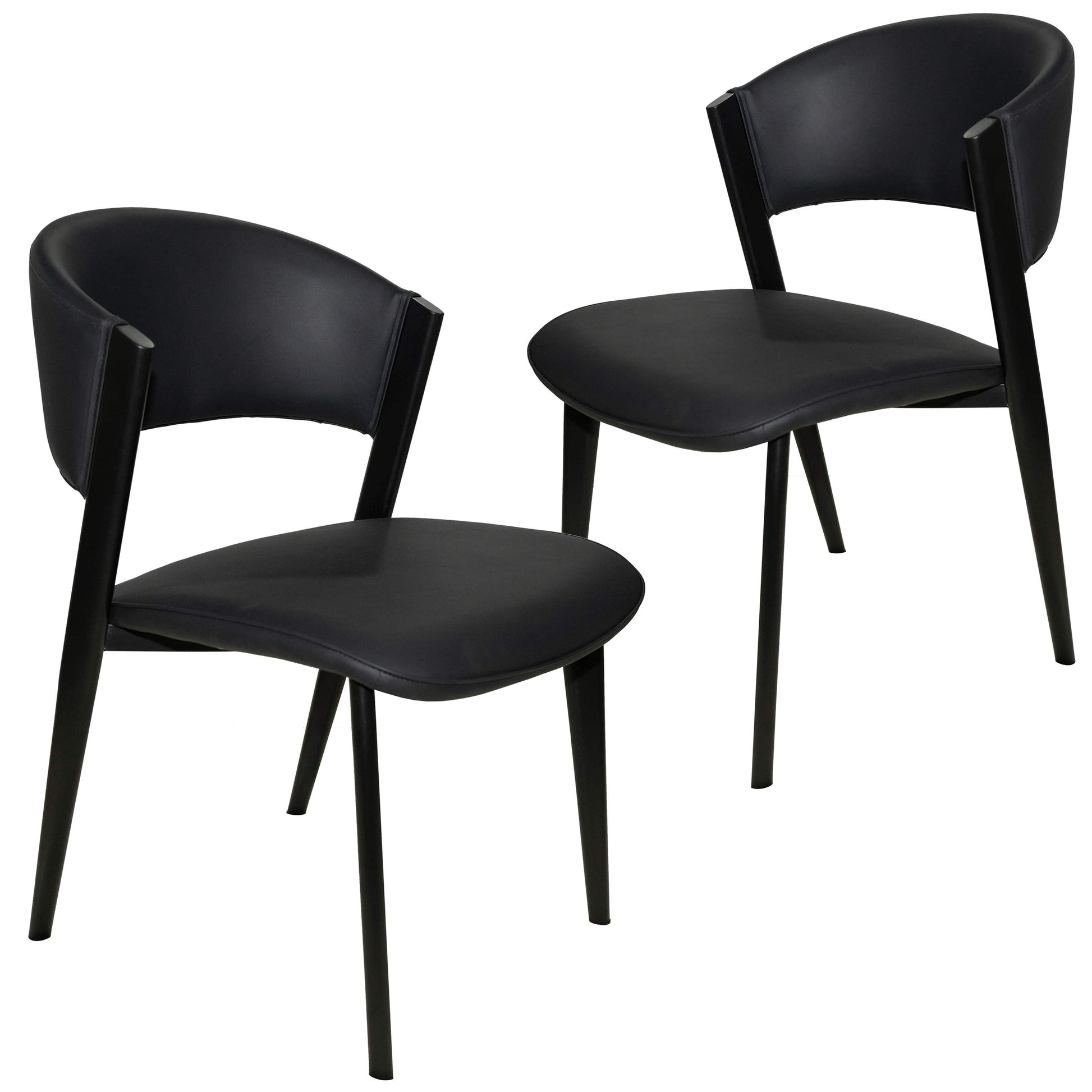 Aspen Dining Chairs Upholstered in Leather Kitchen Room Chairs with Black Metal Legs Set of 2 - Elax Furniture