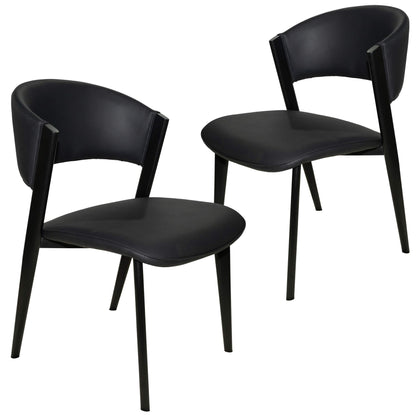 Aspen Dining Chairs Upholstered in Leather Kitchen Room Chairs with Black Metal Legs Set of 2 - Elax Furniture