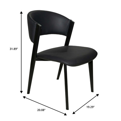 Aspen Dining Chairs Upholstered in Leather Kitchen Room Chairs with Black Metal Legs Set of 2 - Elax Furniture