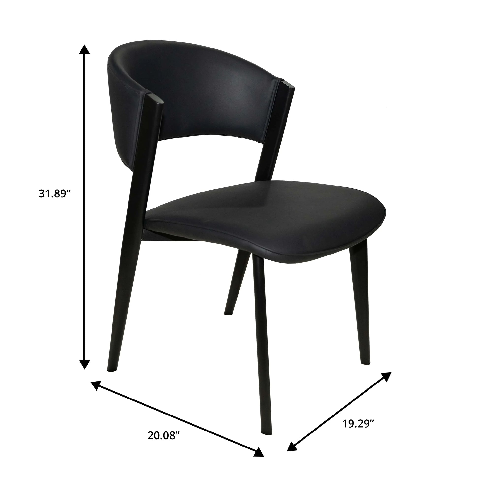 Aspen Dining Chairs Upholstered in Leather Kitchen Room Chairs with Black Metal Legs Set of 4 - Elax Furniture