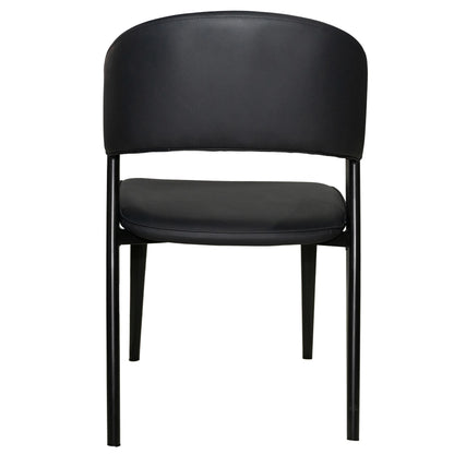 Aspen Dining Chairs Upholstered in Leather Kitchen Room Chairs with Black Metal Legs Set of 4 - Elax Furniture