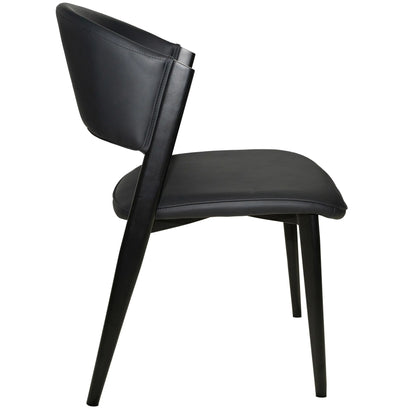 Aspen Dining Chairs Upholstered in Leather Kitchen Room Chairs with Black Metal Legs - Elax Furniture