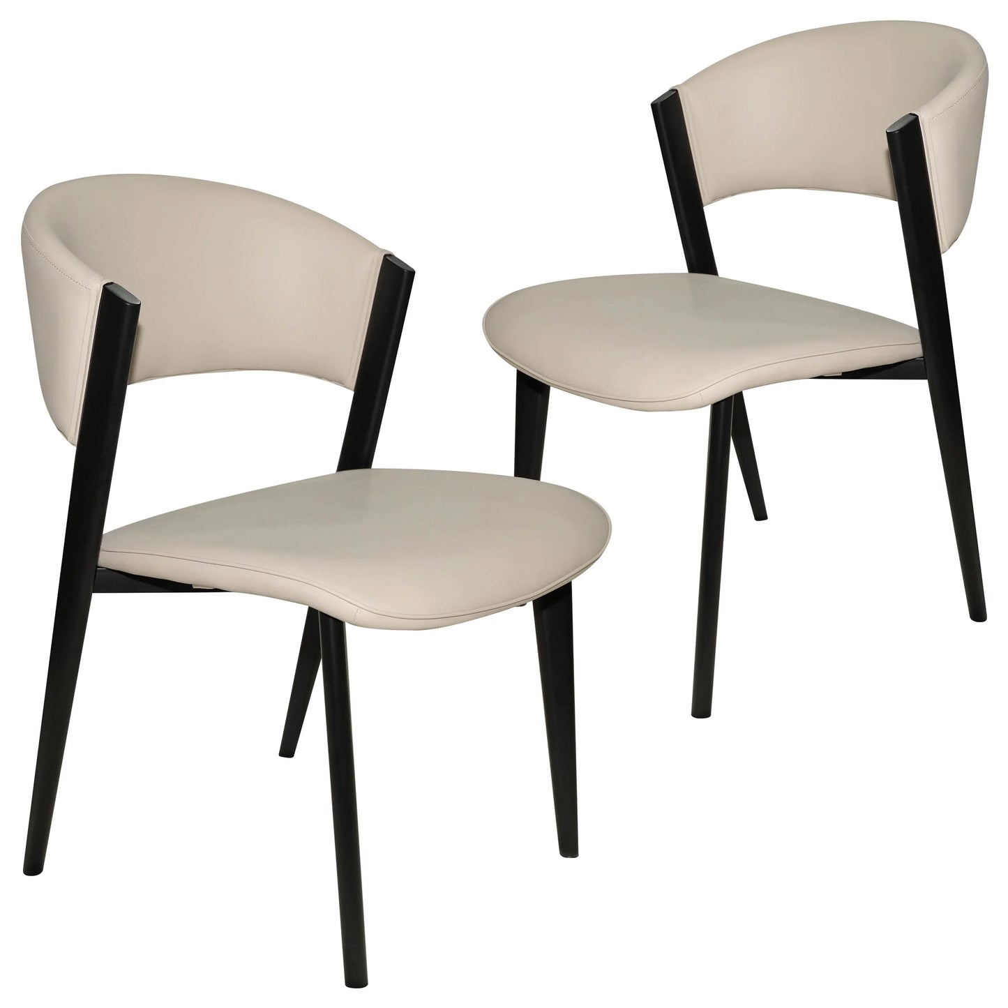 Aspen Dining Chairs Upholstered in Leather Kitchen Room Chairs with Black Metal Legs Set of 2 - Elax Furniture