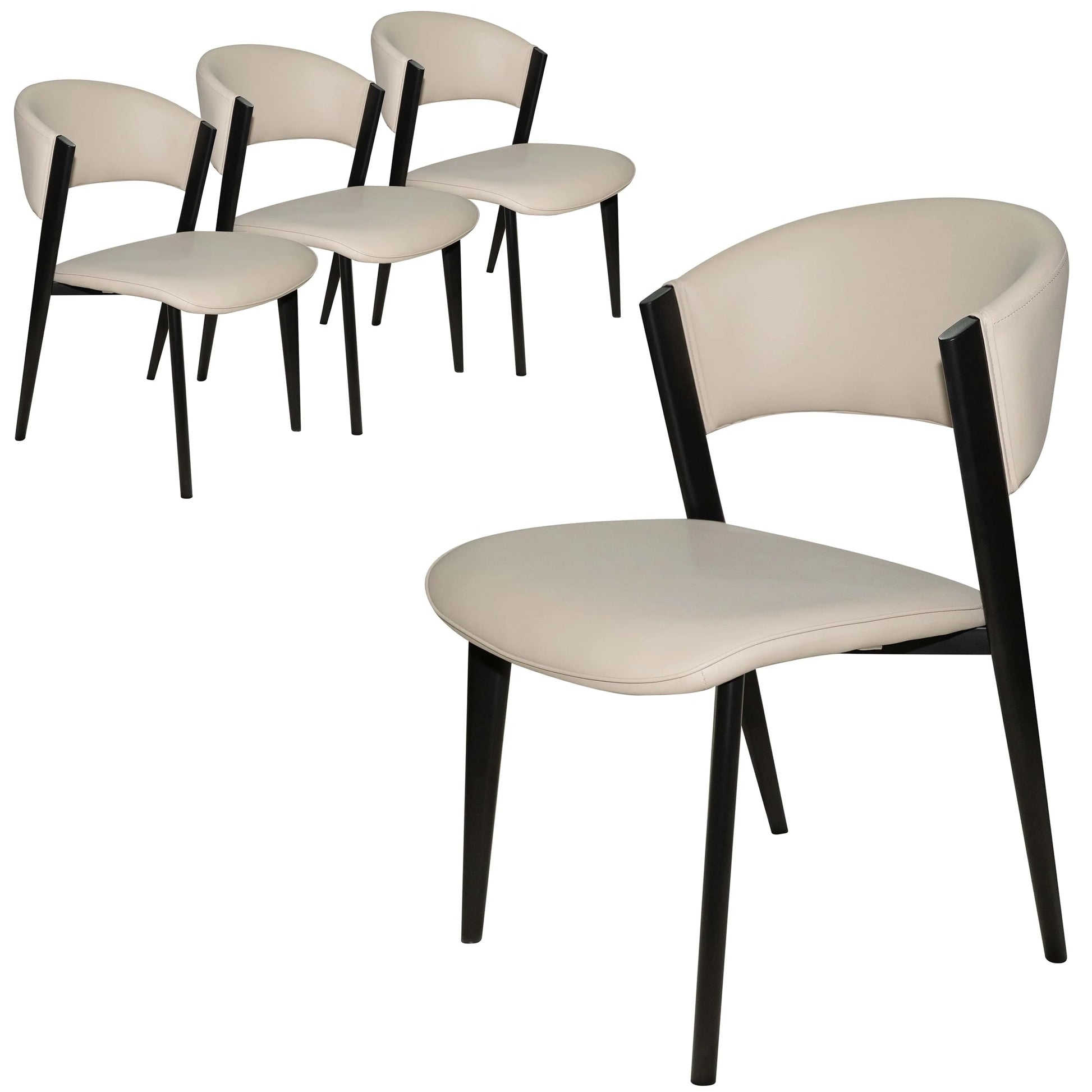 Aspen Dining Chairs Upholstered in Leather Kitchen Room Chairs with Black Metal Legs Set of 4 - Elax Furniture