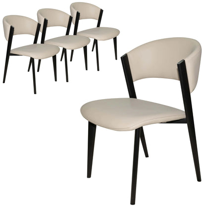 Aspen Dining Chairs Upholstered in Leather Kitchen Room Chairs with Black Metal Legs Set of 4 - Elax Furniture