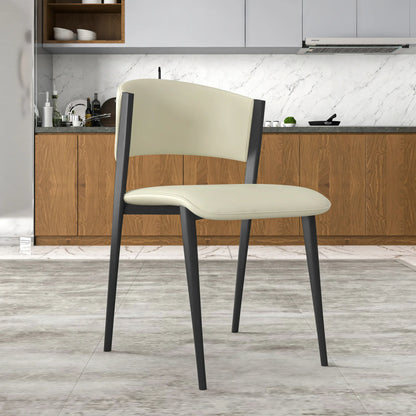 Aspen Dining Chairs Upholstered in Leather Kitchen Room Chairs with Black Metal Legs - Elax Furniture