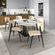 Aspen Dining Chairs Upholstered in Leather Kitchen Room Chairs with Black Metal Legs - Elax Furniture