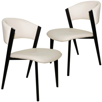 Aspen Dining Chairs Upholstered in Leather Kitchen Room Chairs with Black Metal Legs Set of 2 - Elax Furniture