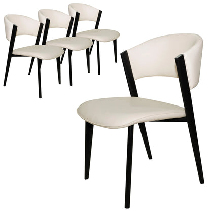 Aspen Dining Chairs Upholstered in Leather Kitchen Room Chairs with Black Metal Legs Set of 4 - Elax Furniture